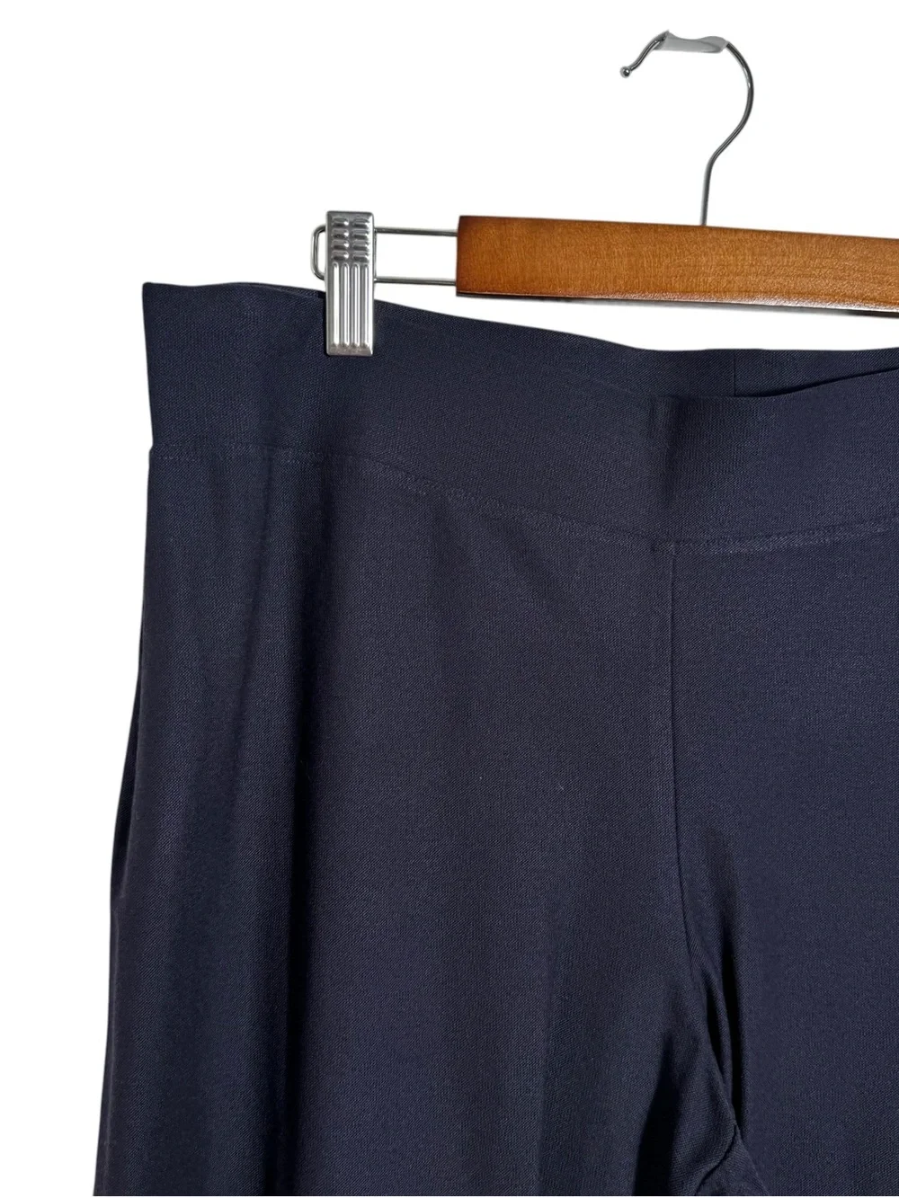 Eileen Fisher Washable Stretch Crepe Pull On Travel Pants Size M Navy